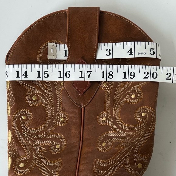 Ferrini Square Toe Cowboy Boots Men’s Size 10 Cowhide Leather Brown Embroidered - Picture 13 of 15